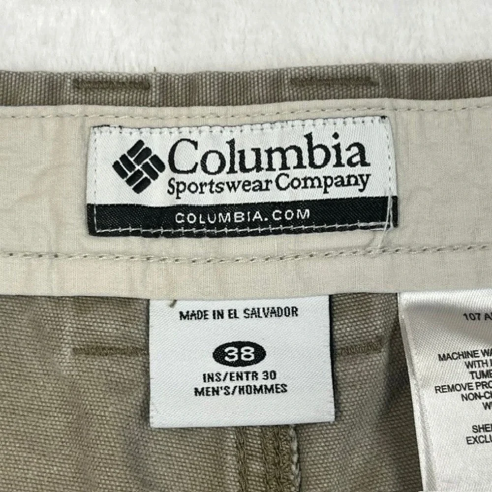 Columbia Mens 38x30 Khaki Cotton Canvas Cargo Utility Pants AM8142 Tan Outdoor